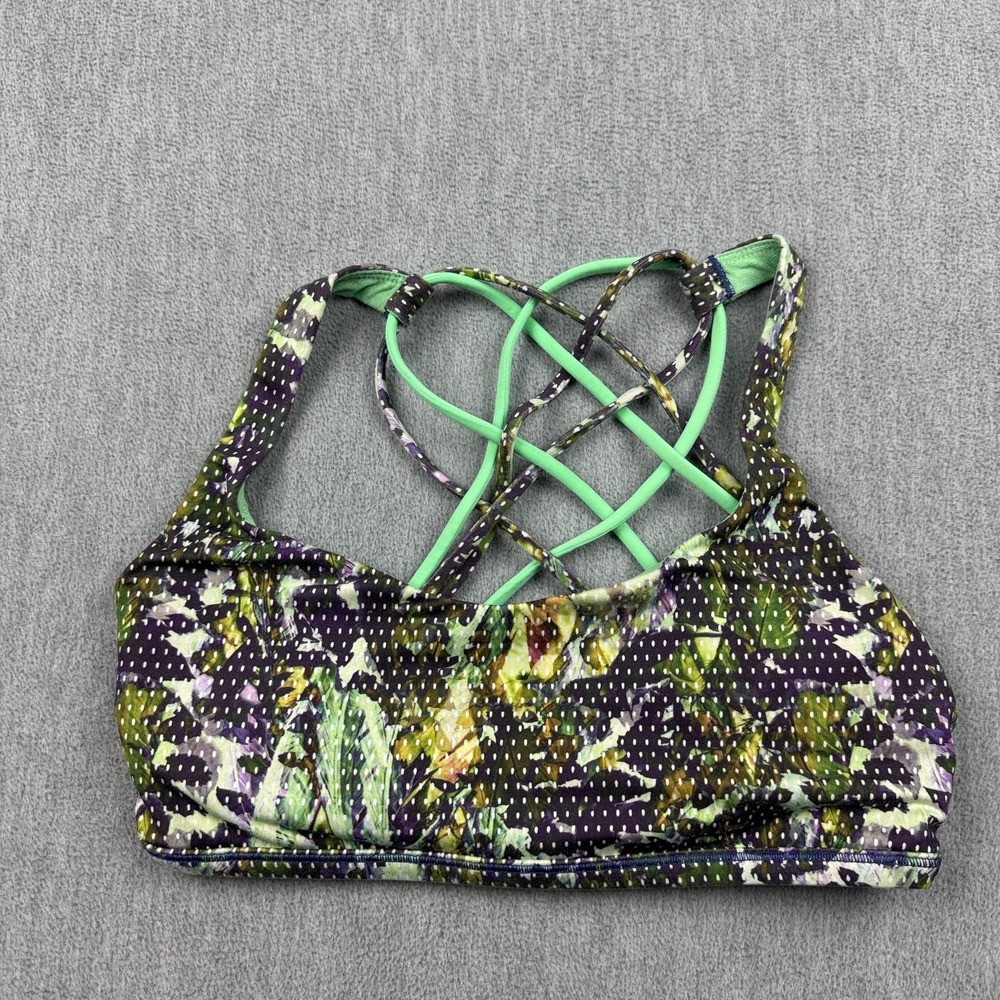 Lululemon Sports‎ Bra Women 6 Green Free to Be Strappy Stretch Yoga Gym Athletic